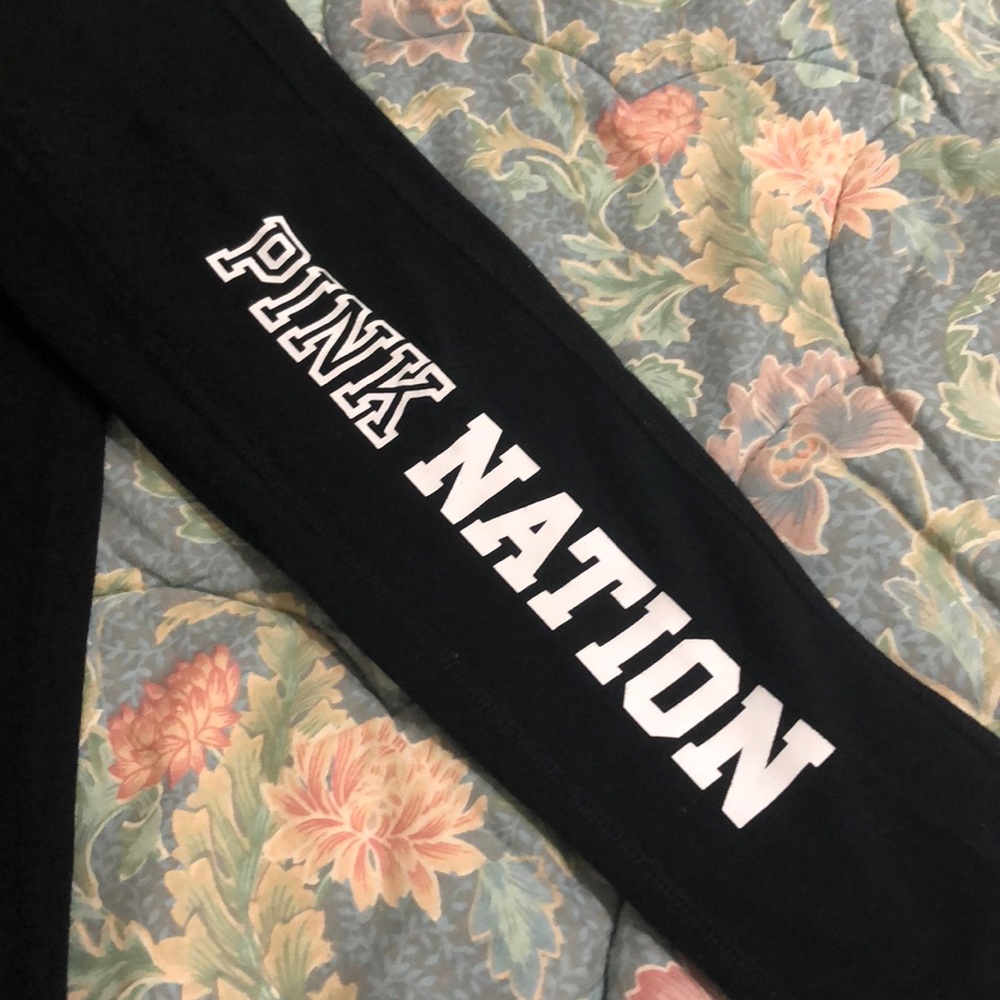 PINK Victoria's Secret Nation Black Cotton Leggings